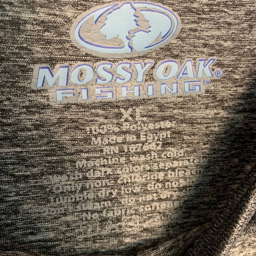 Mossy Oak XL T-Shirt Gray EUC American Flag Fishing Performance Tee - Picture 5 of 7